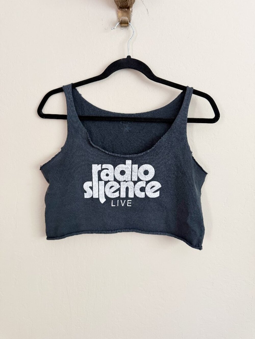 Brandy Melville John Galt Radio Silence Raw Edge Cropped Tank • OS